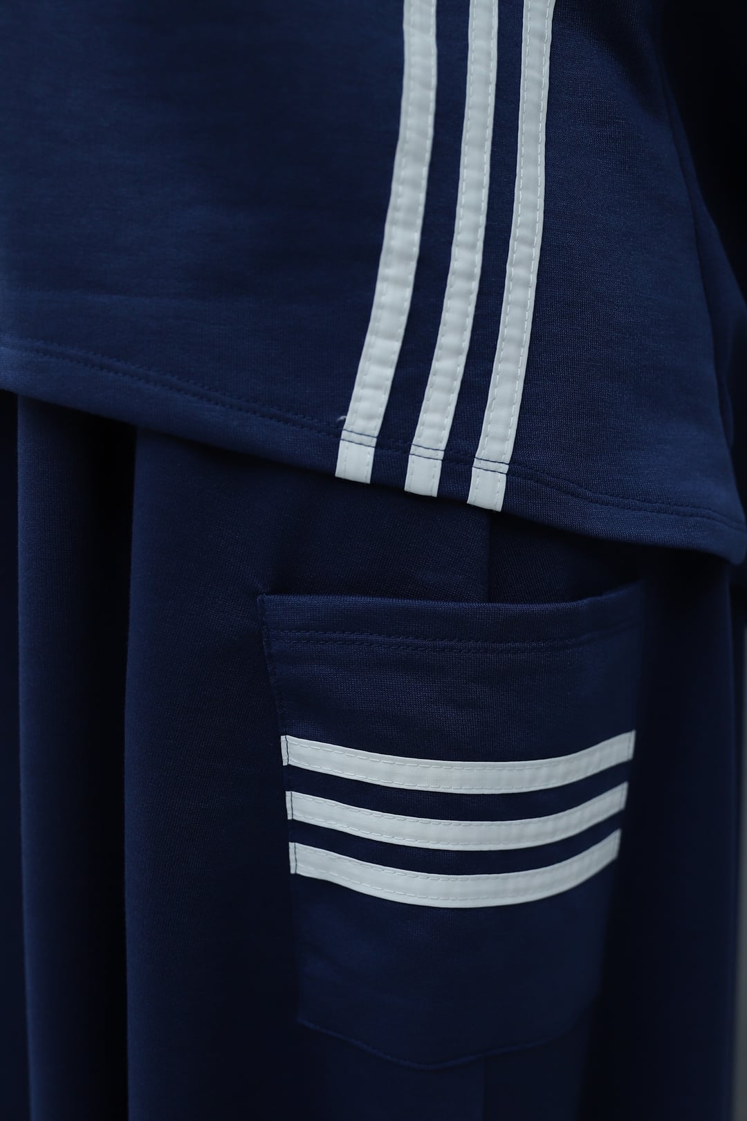 Crew Neck Striped Two-Piece Sweatshirt and Skirt Set - Indigo - Podyumplus - by Peralane - photo 5