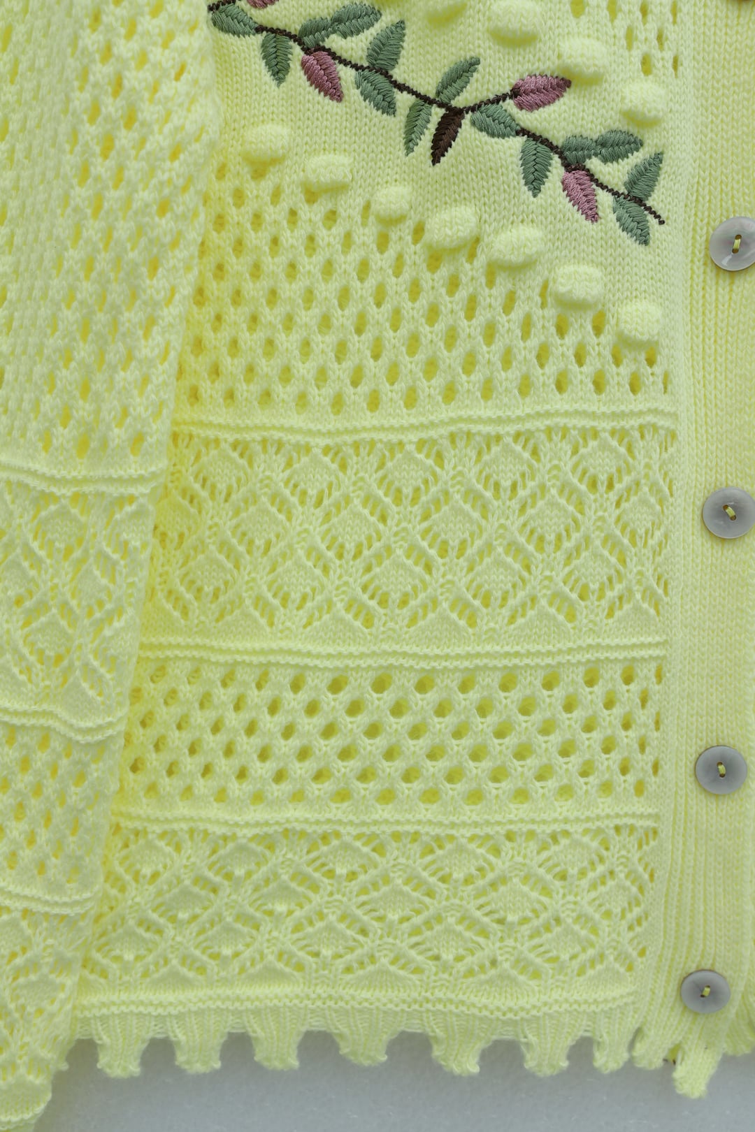 Women's Embroidered Openwork Knit Cardigan - Yellow - Podyumplus - by Peralane - photo 6