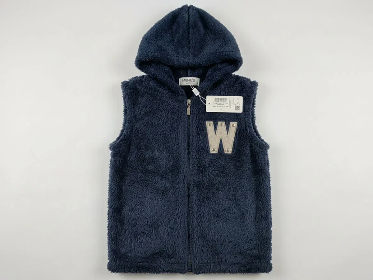 W Embroidered Hooded Welsoft Plush Girls' Vest - Mensis - by Peralane