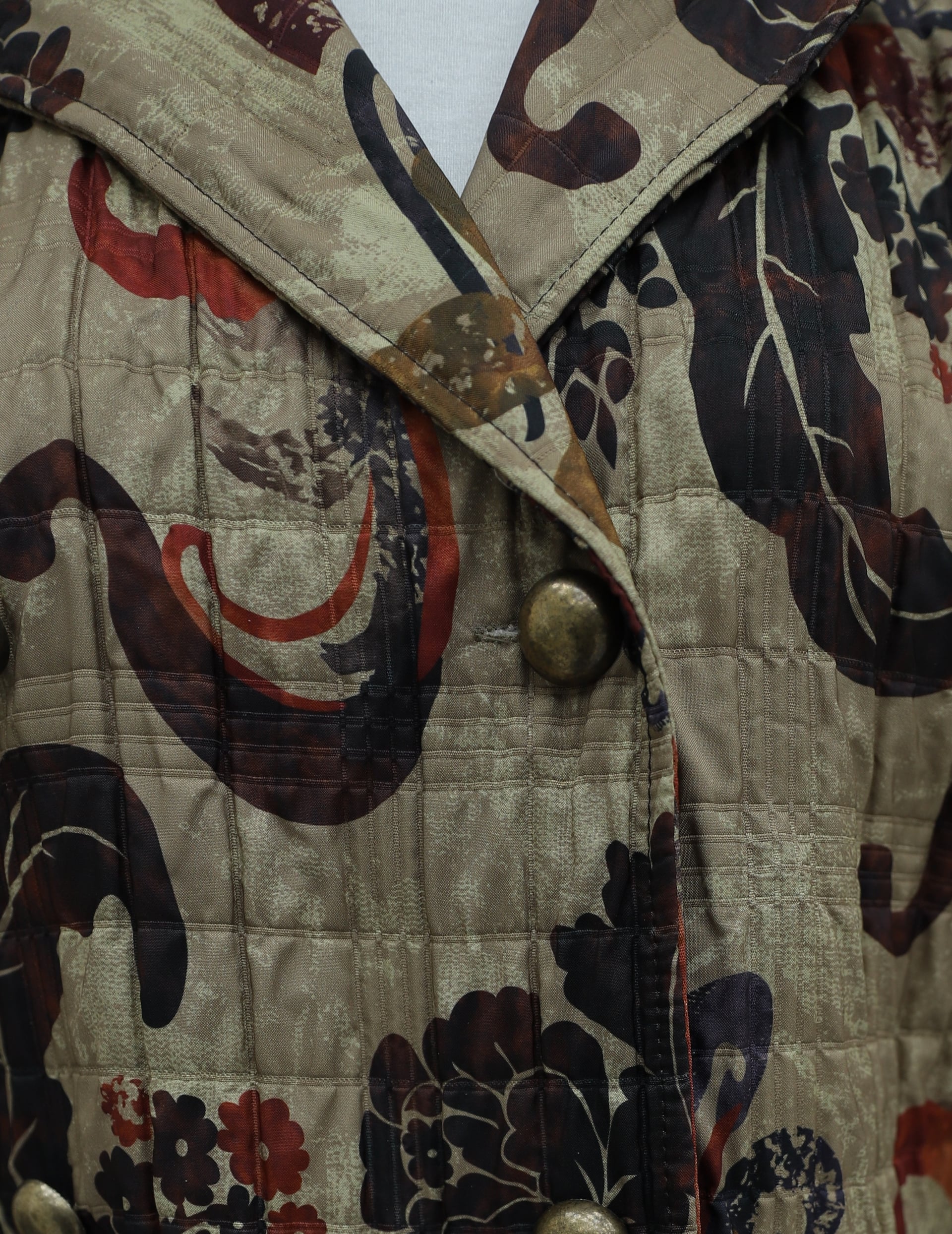 Women's Quilted Jacket with Mixed Print - Beige - Podyumplus - by Peralane - photo 5