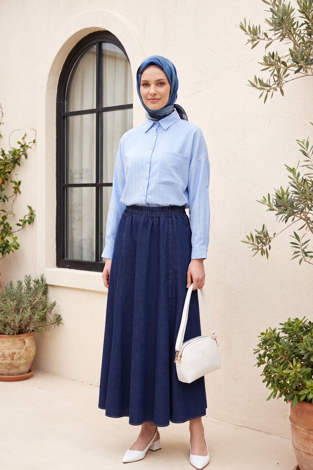 Side Pocket Elasticated Waist Denim Maxi Skirt - Dark Blue - Podyumplus - by Peralane - photo 5