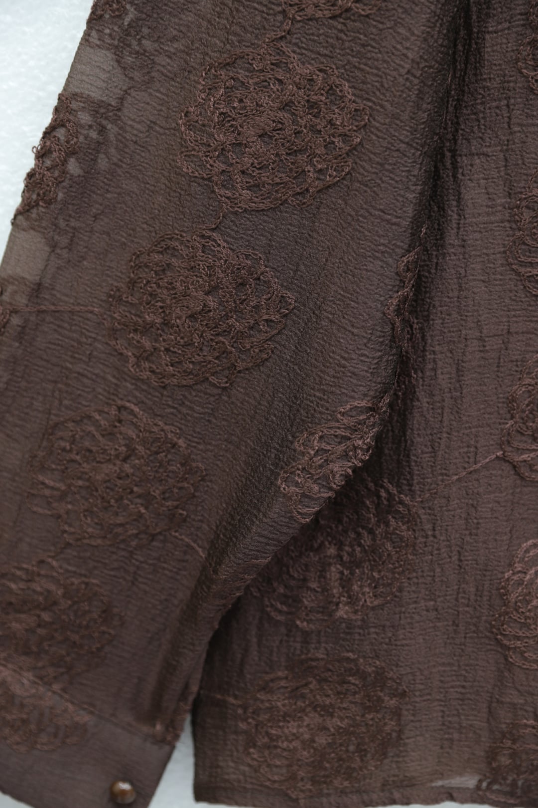 Brown Lace Collar Jacquard Blouse with Button Placket - Podyumplus - by Peralane - photo 7