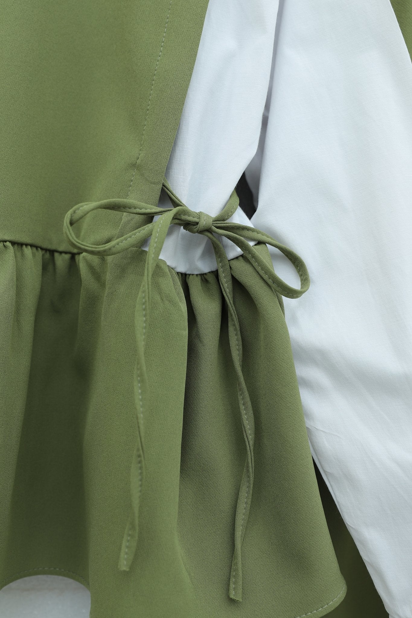 Shirt Detail Lace-Up Sides Ruffled Skirt Double Set - Khaki - Podyumplus - by Peralane - photo 5