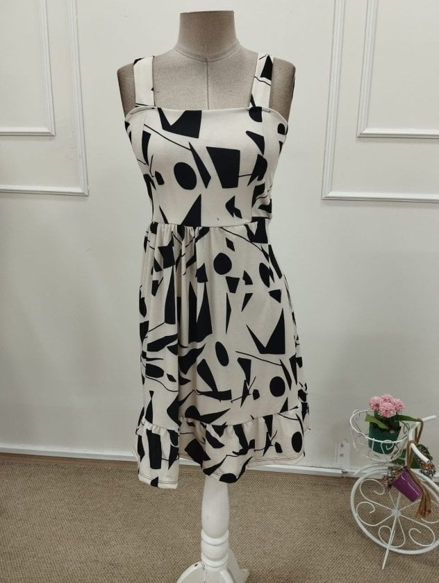 Women's Square Neckline Sleeveless Abstract Print Short Dress - Janes - by Peralane - photo 8