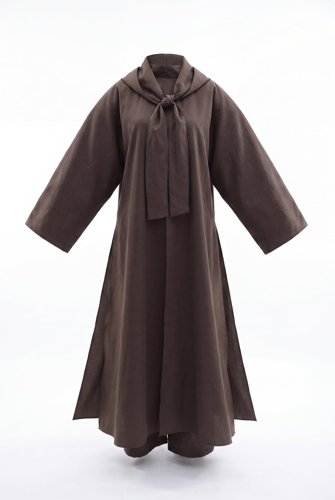 Brown Modal Two-Piece Set with Scarf Detail and Deep Slit Pants - Podyumplus - by Peralane - photo 4