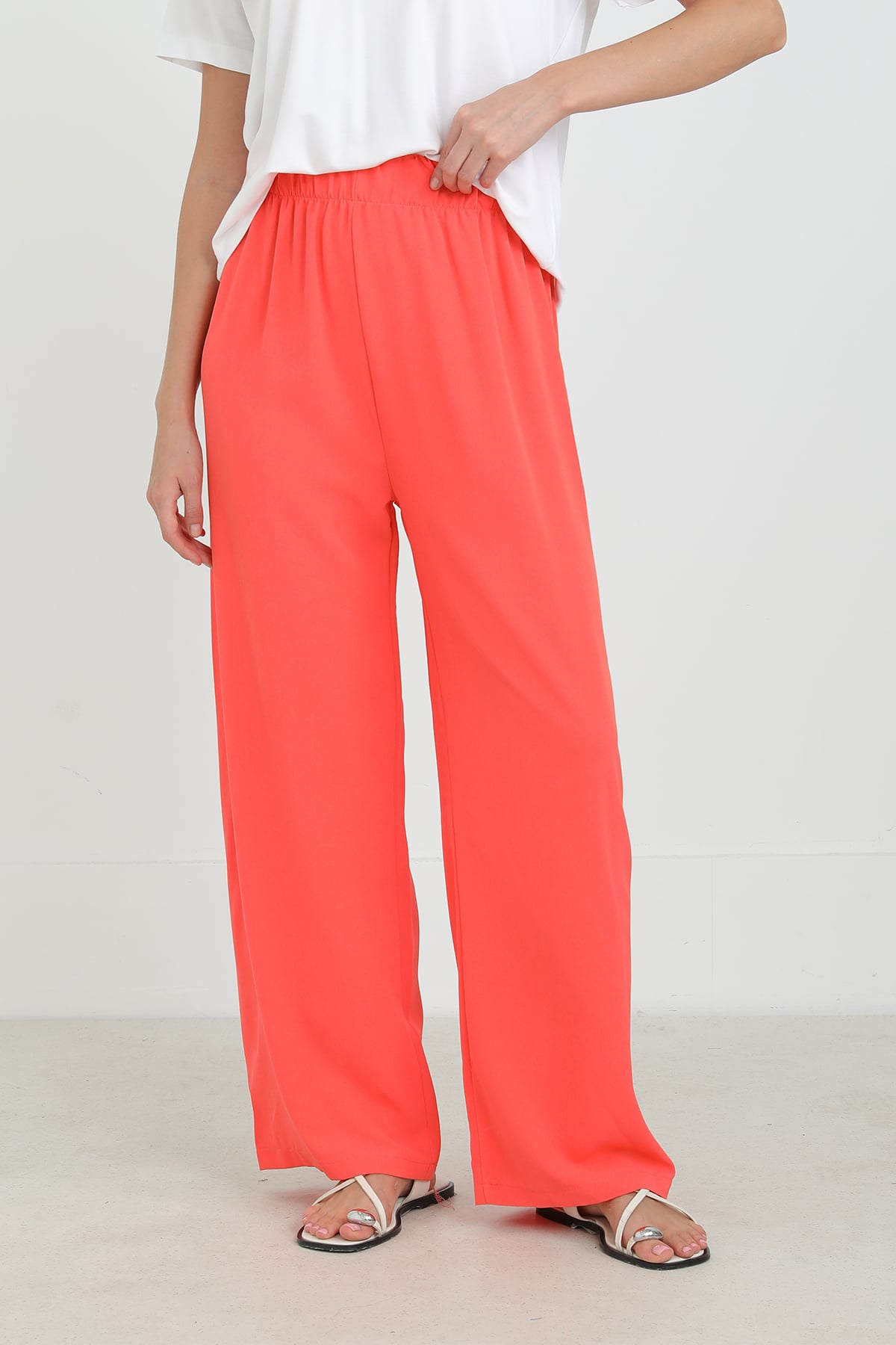 Women's Wide-Leg High-Waist Trousers in Coral - Puane - by Peralane - photo 3