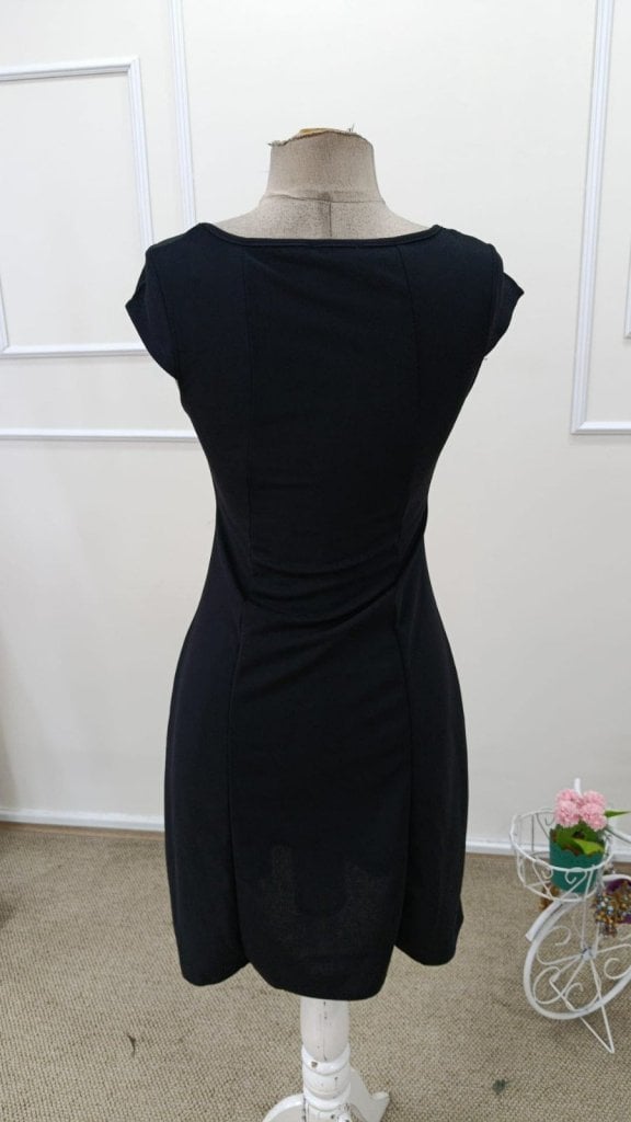 Women's Short-Sleeved Square Neck Short Crepe Dress - Janes - by Peralane - photo 3