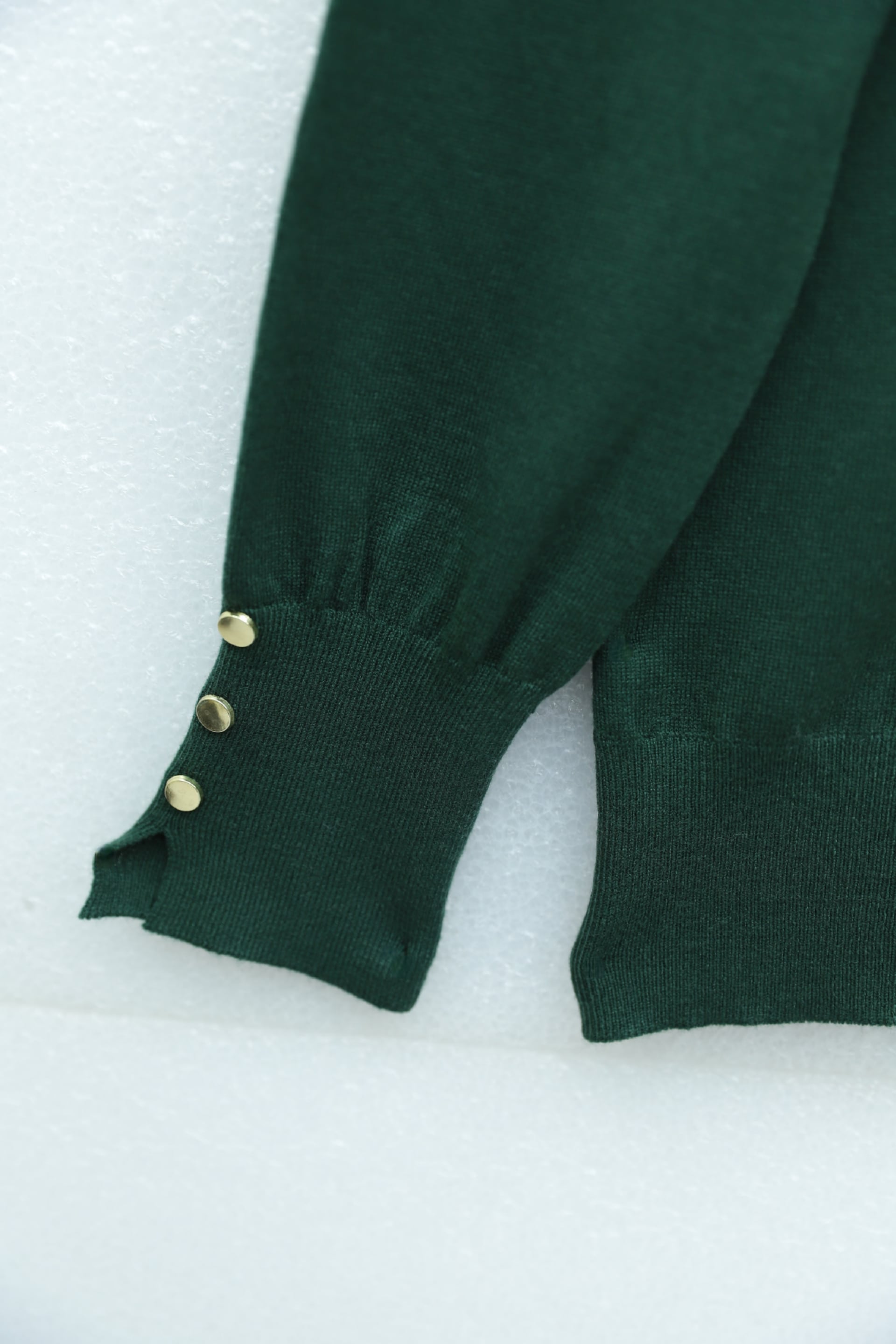 Round Neck Sleeve Button Detail Knit Tunic - Emerald - Podyumplus - by Peralane - photo 5