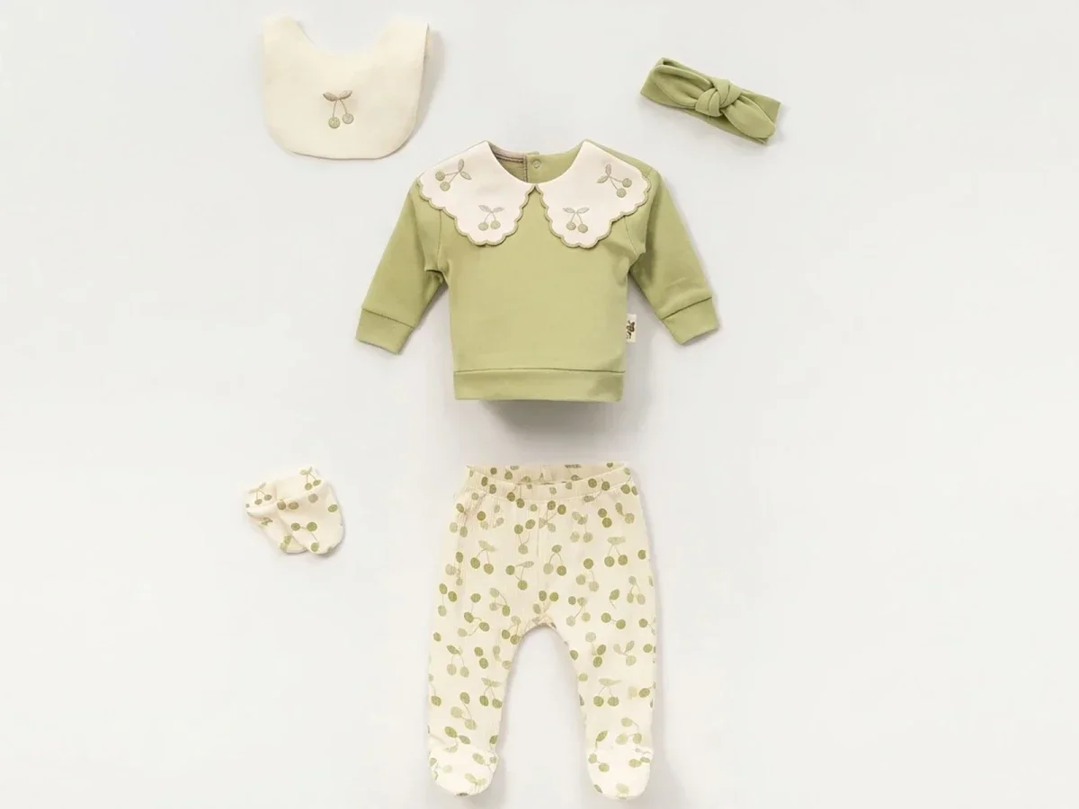 Embroidered Cherry Print Newborn Baby Girl Set - Vovido - by Peralane