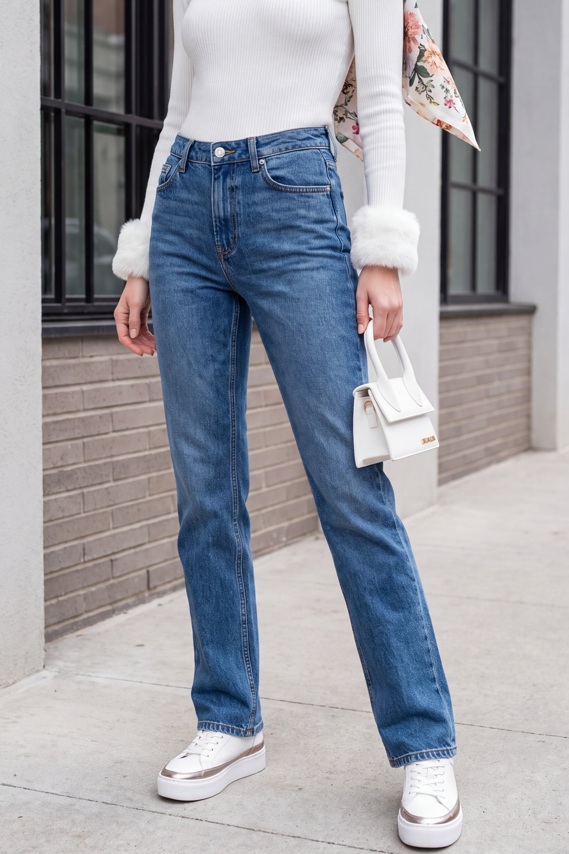 High Waist Straight Leg Pocket Jeans - Dumanli Mint - Podyumplus - by Peralane