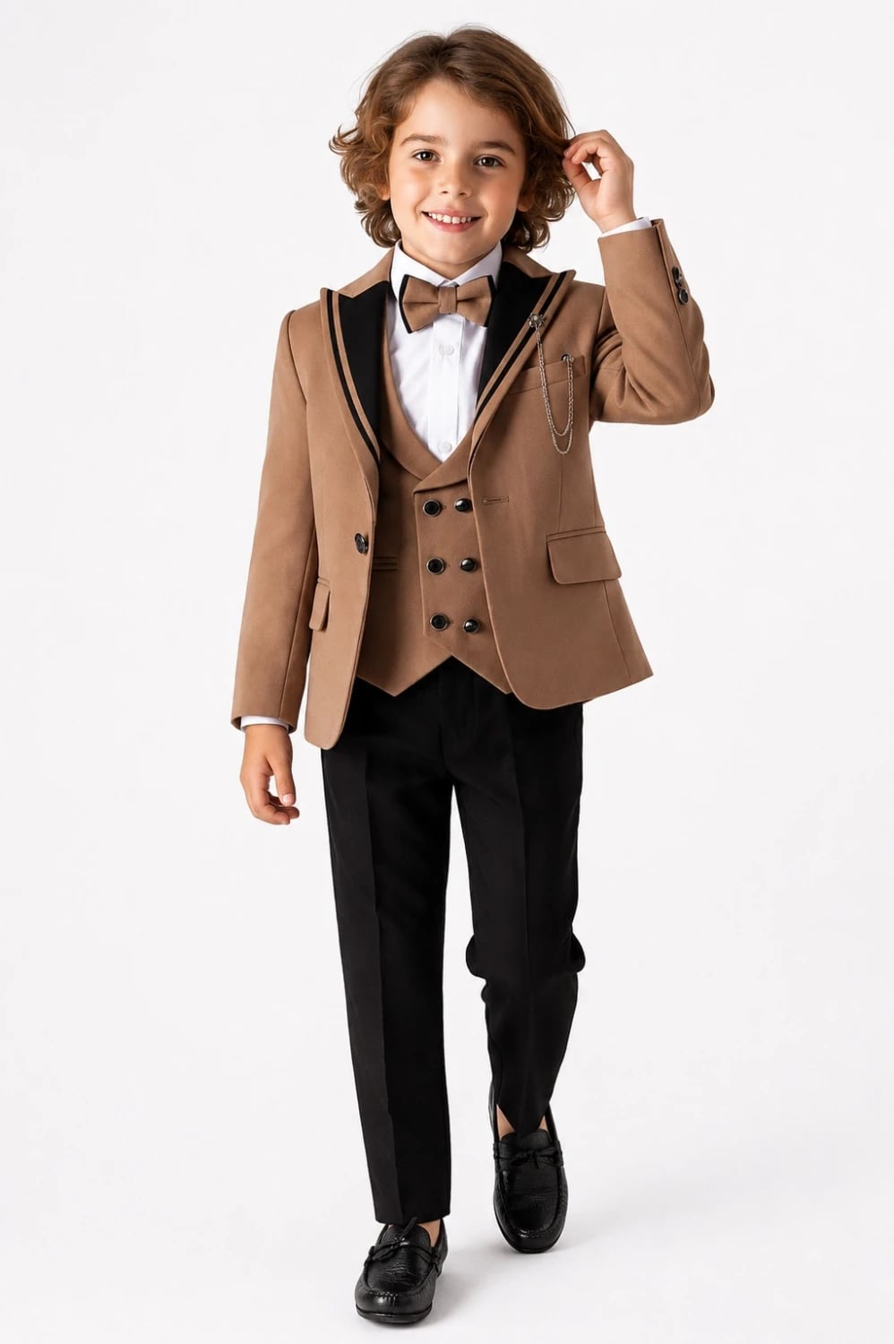 4-Piece Boy's Suit Set - Brown - Terry - by Peralane