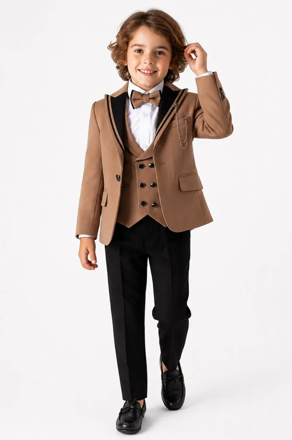 4-Piece Boy's Suit Set - Brown - Terry - by Peralane