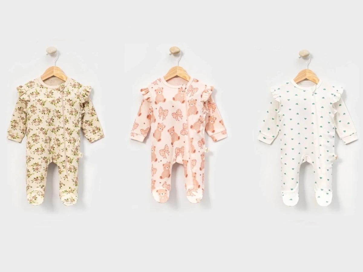 Floral and Print Baby Girl Romper Set of 3 - Cayzen - by Peralane