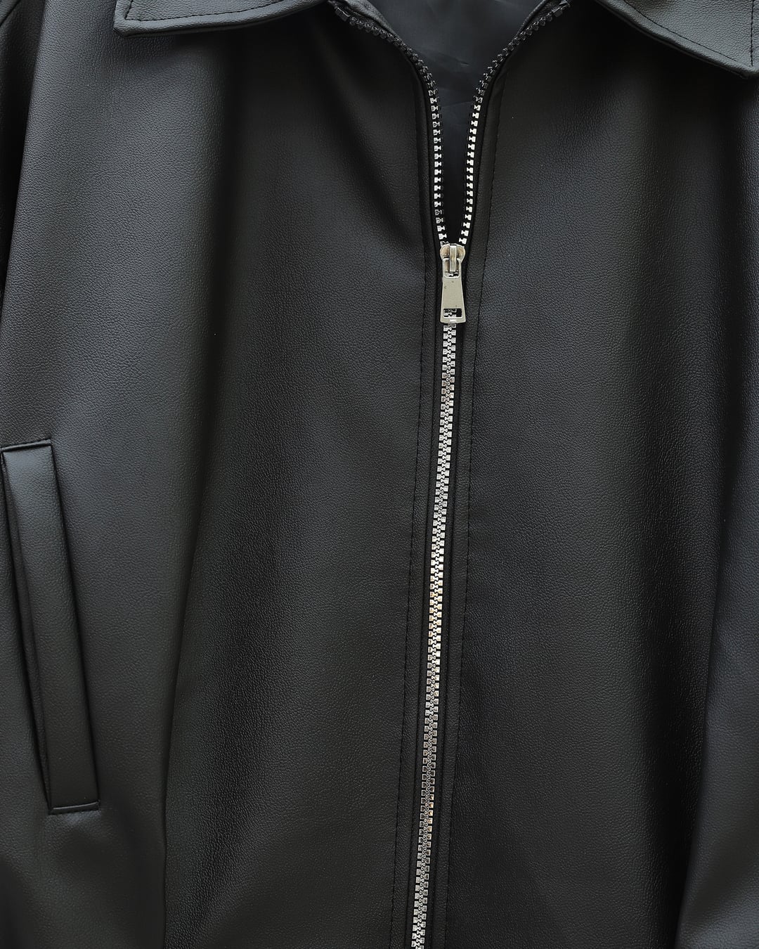 Black Faux Leather Belted Jacket with Buckle Detail - Podyumplus - by Peralane - photo 3