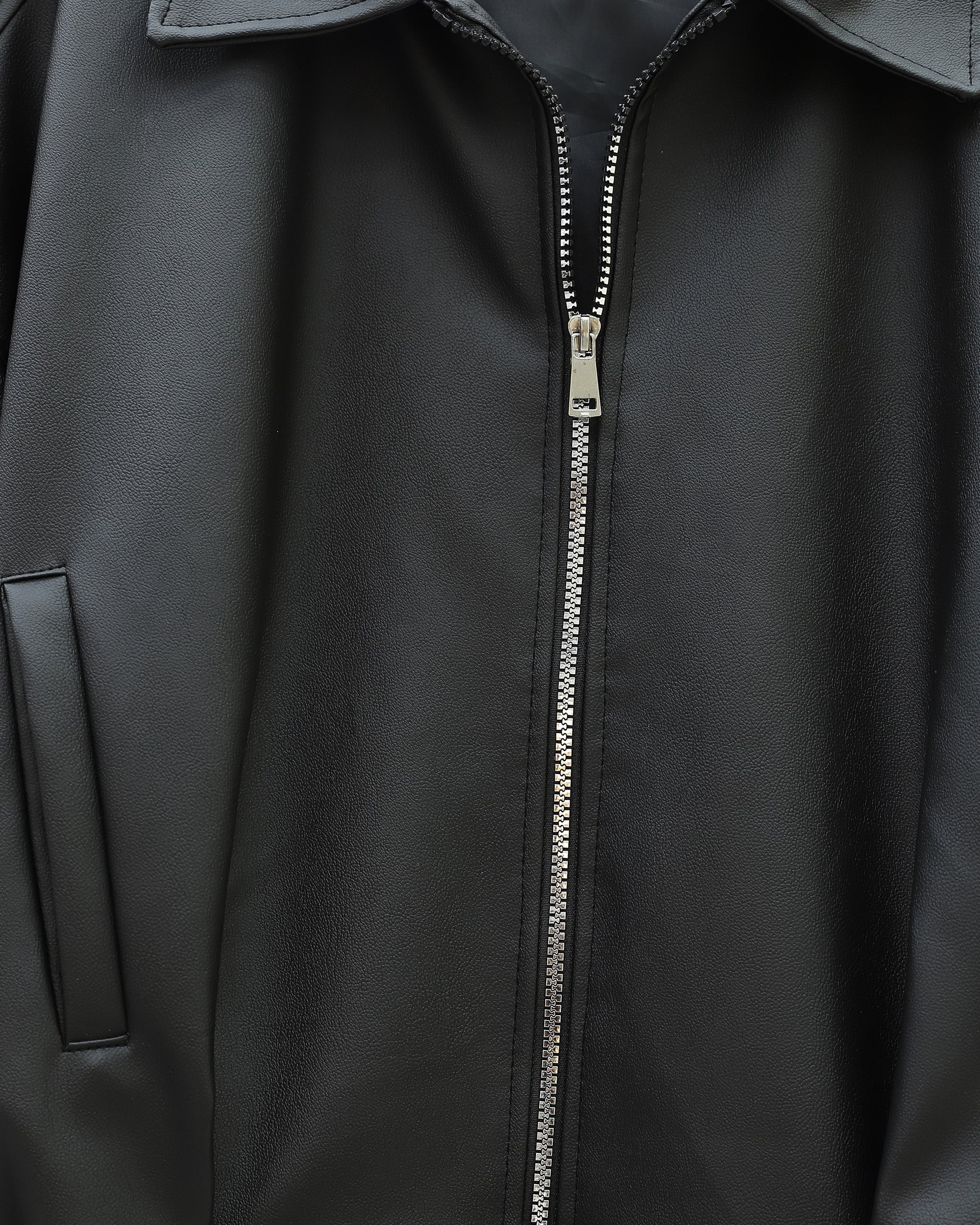 Black Faux Leather Belted Jacket with Buckle Detail - Podyumplus - by Peralane - photo 3