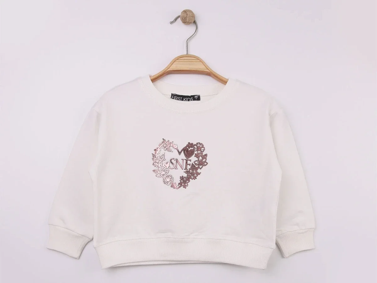 Girls' Heart Print Sweatshirt - White (Pack of 4) - First Kids - by Peralane