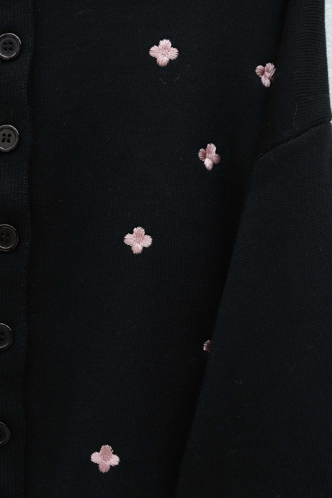 Black Oversize Knit Cardigan with Scattered Floral Embroidery - Women's - Podyumplus - by Peralane - photo 5
