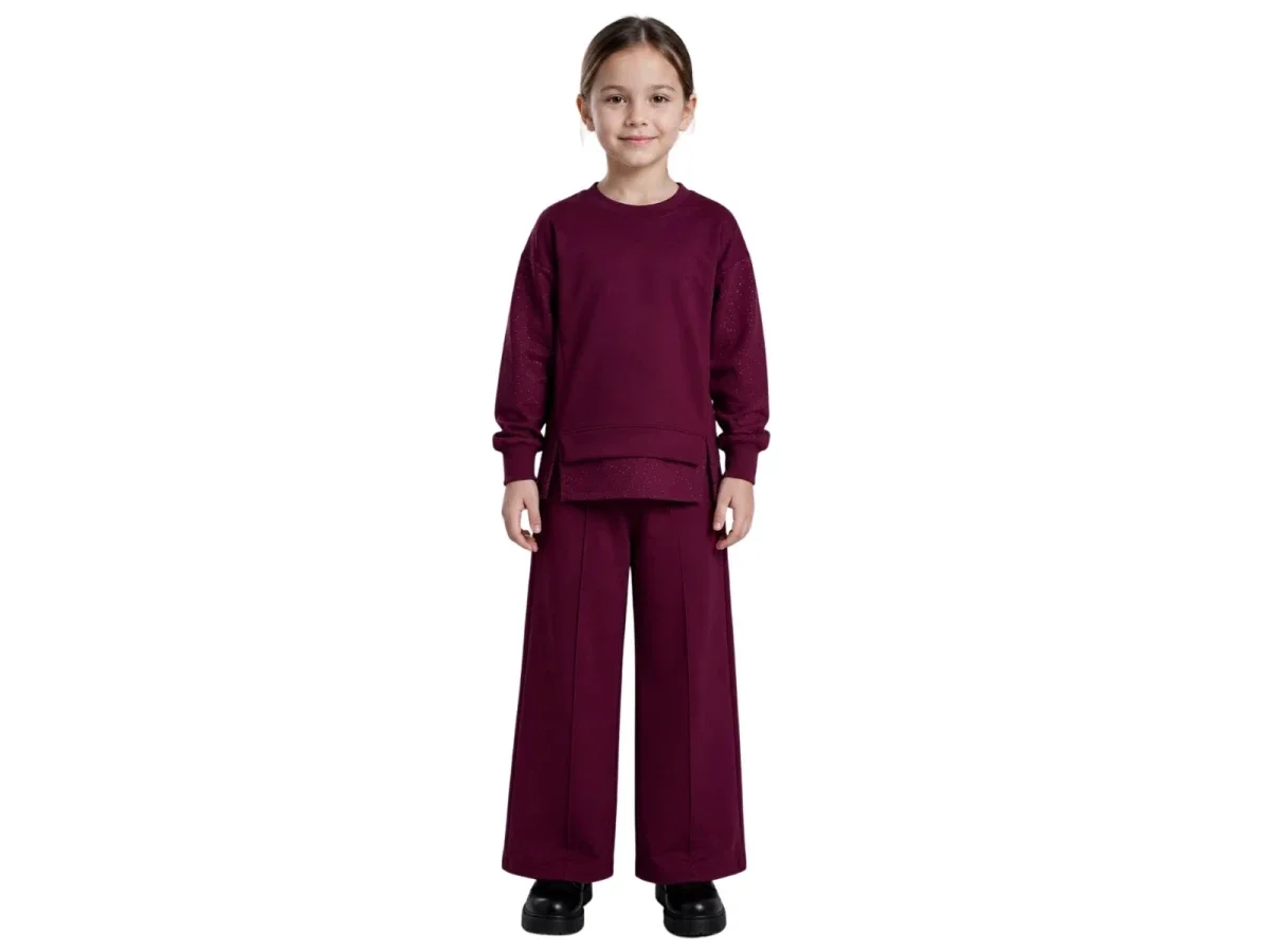 Glitter Striped Girl's Sweatshirt and Trousers Set - Incilay - by Peralane