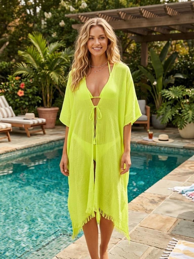 Neon Yellow Pareo Beach Cover-Up | 90x180 cm | Pack of 4 - Nesvay - by Peralane - photo 2