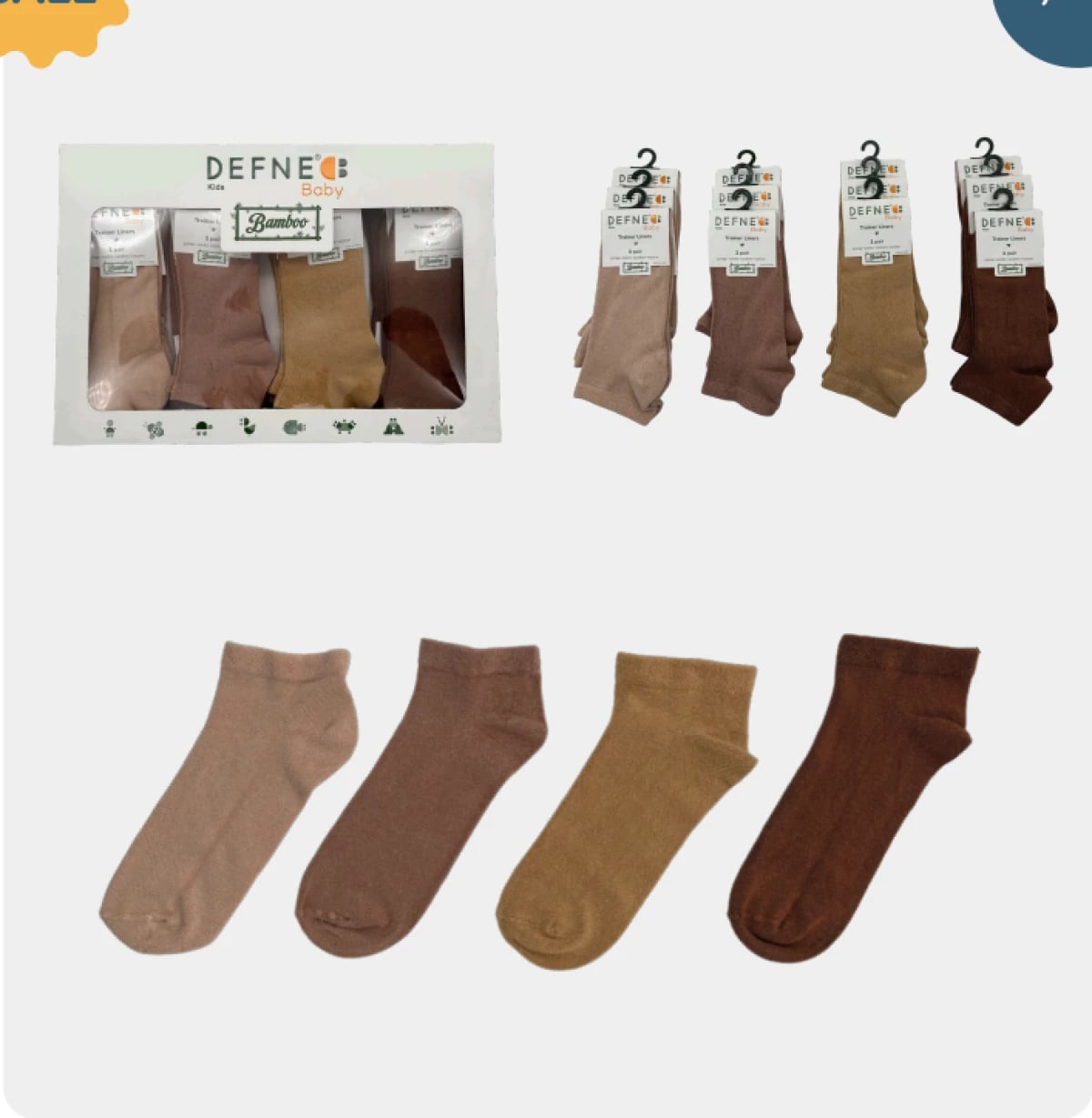 Boys' Premium Bamboo Extra Soft Bootie Sock Set - 4 Pairs - Defne - by Peralane