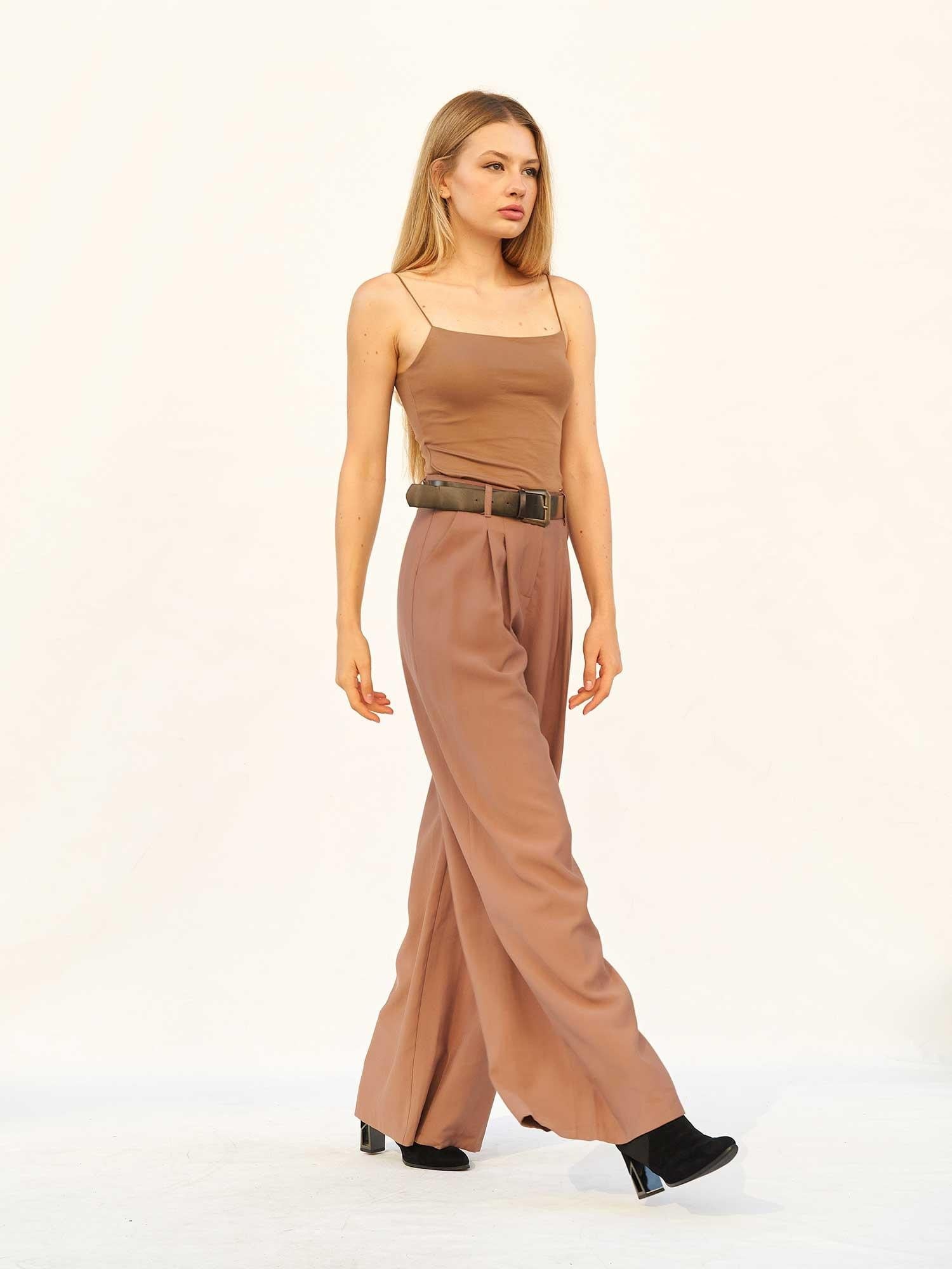 Pleated High-Waist Wide-Leg Palazzo Trousers - Lefon - by Peralane - photo 2