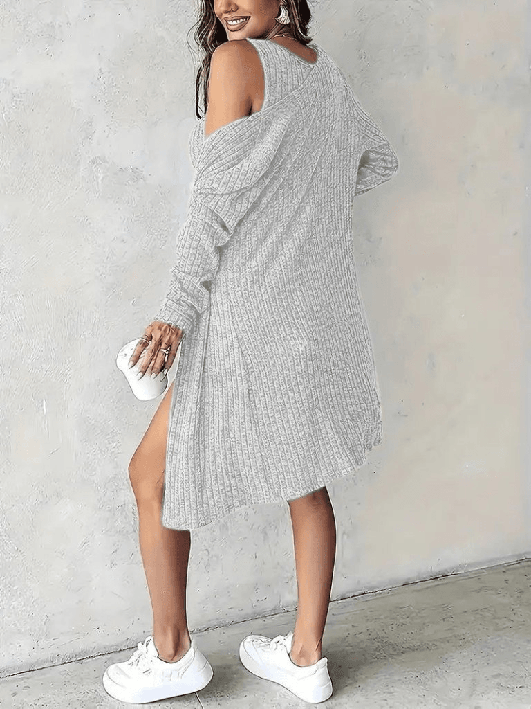 Women's Sleeveless Mini Dress and Cardigan Set in Grey - Janes - by Peralane - photo 3