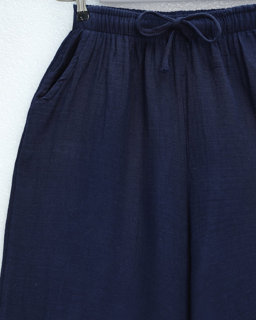 Elasticated Drawstring Wide Leg Muslin Trousers - Navy - Podyumplus - by Peralane - photo 6