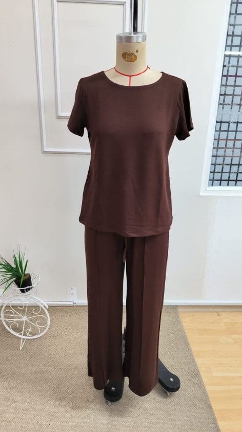 Women's Short Sleeve Bicycle Neck Viscose Two-Thread Blouse and Trousers Set - Janes - by Peralane - photo 6