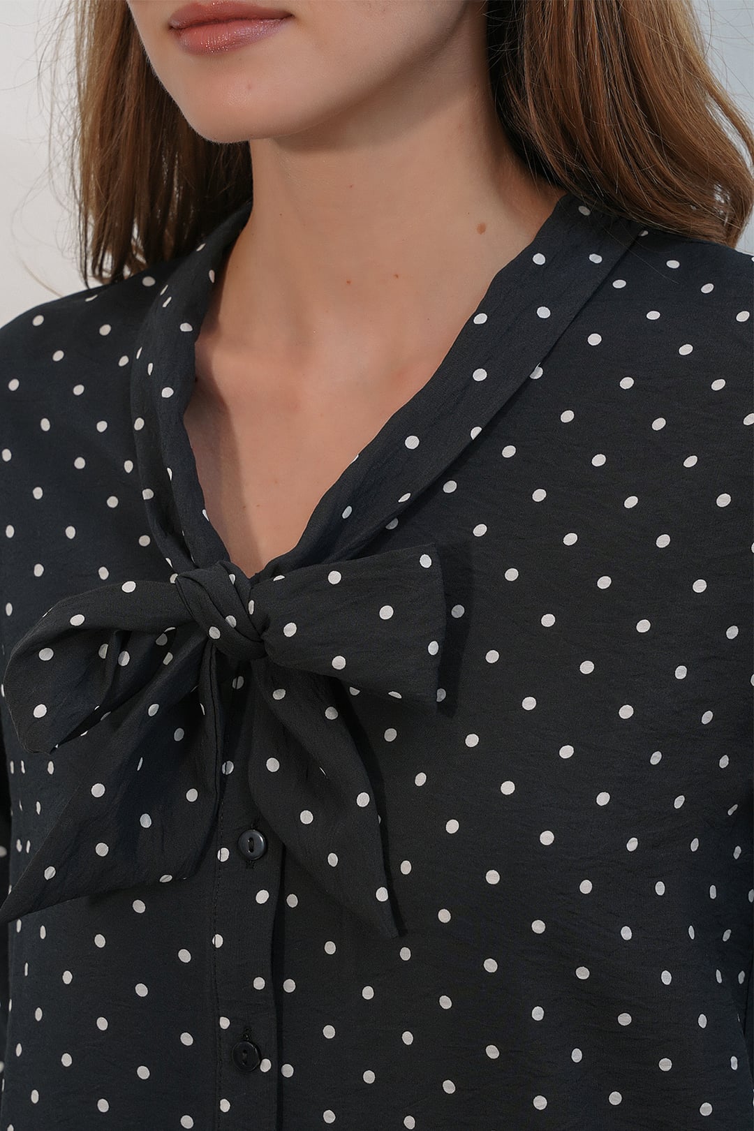 Women's Polka Dot Tie-Neck Blouse 40007 - Black - Bigdart - by Peralane - photo 4