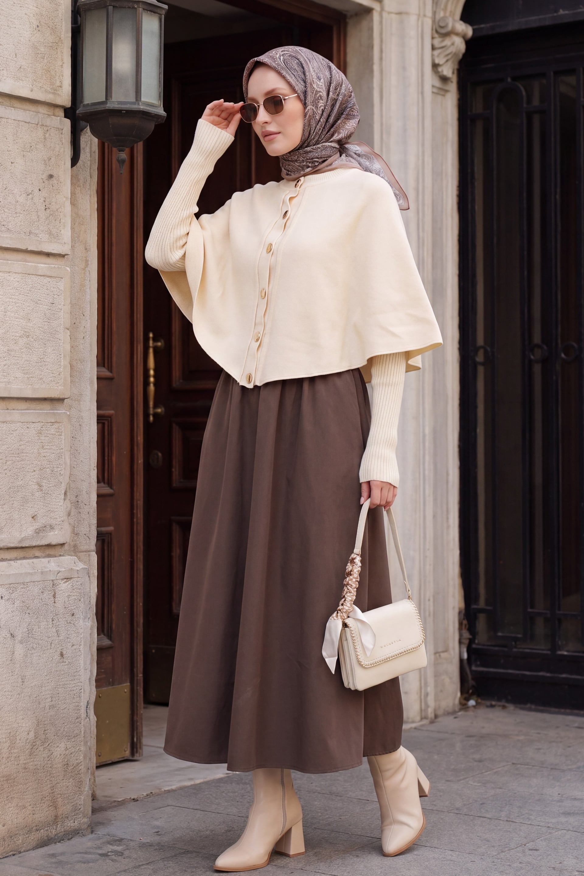 Women's Cream Cape-Style Knit Cardigan - Bigdart - by Peralane - photo 3