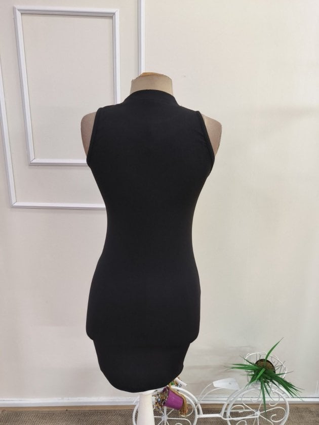 Women's Sleeveless Half Turtleneck Crepe Dress with Tulle Detail - Janes - by Peralane - photo 6