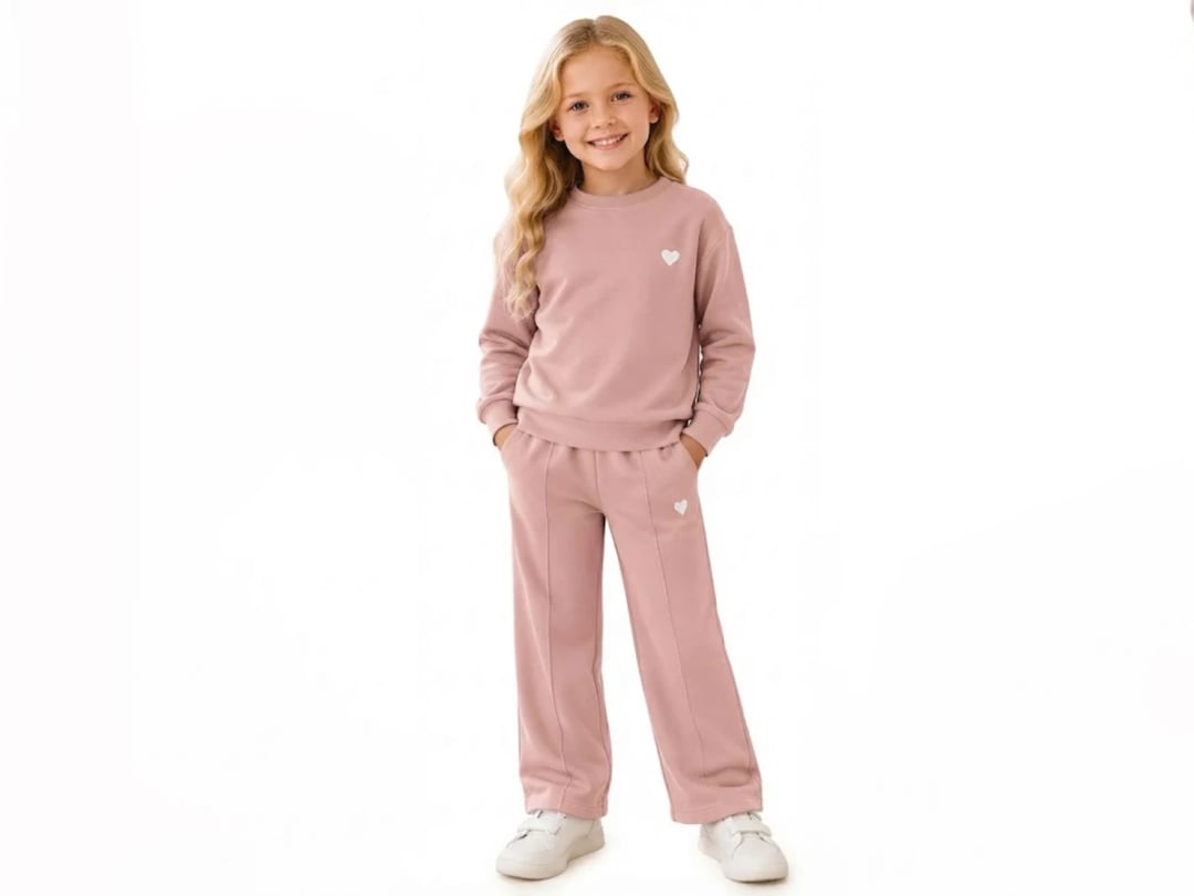 Girls' Heart Print Two-Piece Set - Dusty Pink - Palm Life - by Peralane