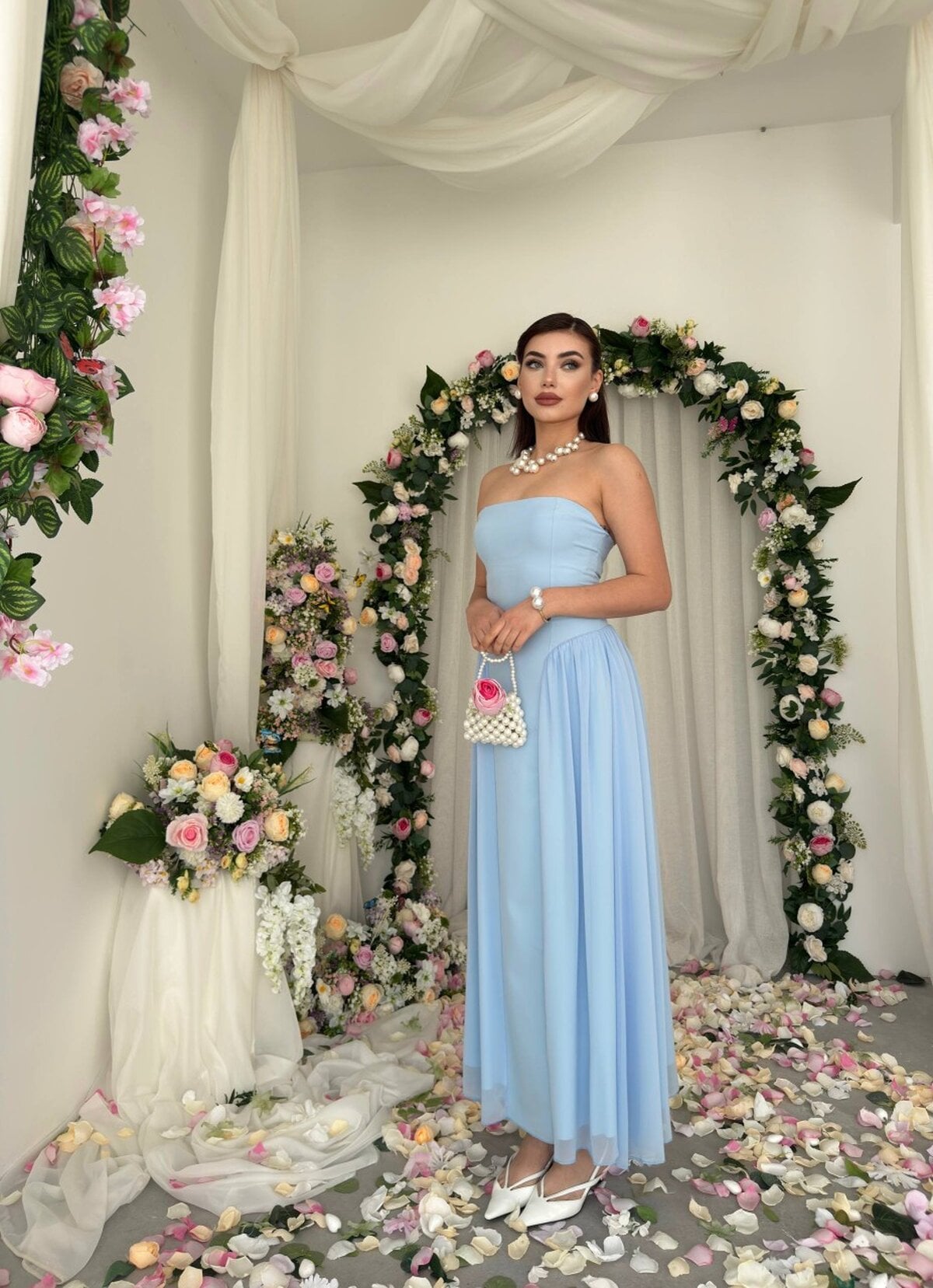 Reny Strapless Light Blue Floor-Length Gown - Etika - by Peralane - photo 8