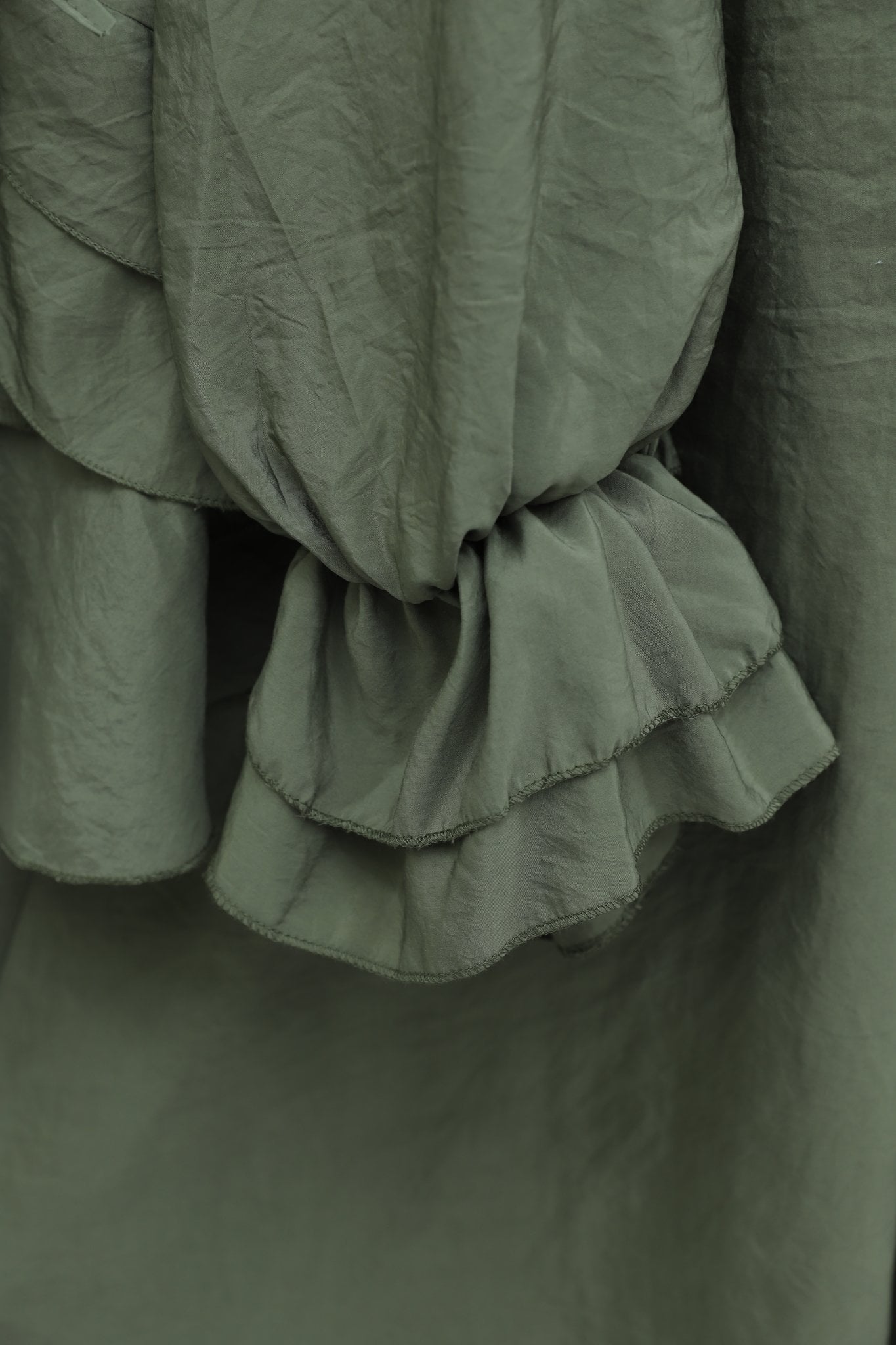 Wide Collar Tie-Front Long-Sleeve Blouse and Full-Length Skirt Modest Set in Olive Green - Podyumplus - by Peralane - photo 5