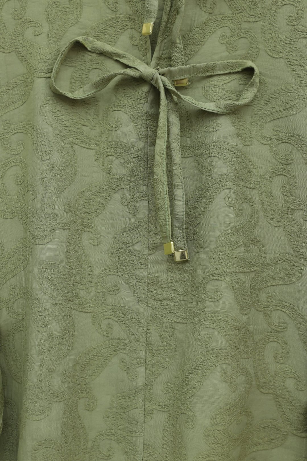 Long-Sleeve Tie-Neck Jacquard Two-Piece Set with Skirt - Sage Green - Podyumplus - by Peralane - photo 5