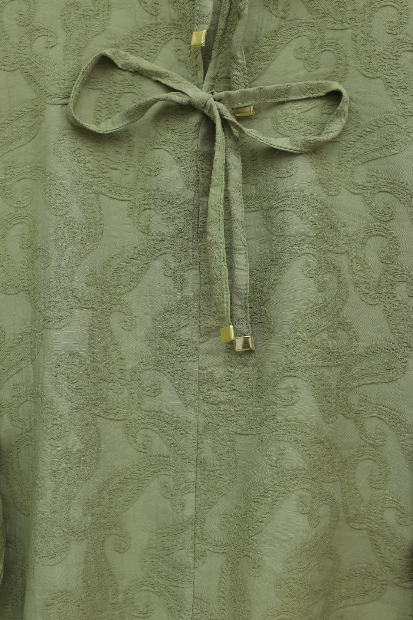 Long-Sleeve Tie-Neck Jacquard Two-Piece Set with Skirt - Sage Green - Podyumplus - by Peralane - photo 5