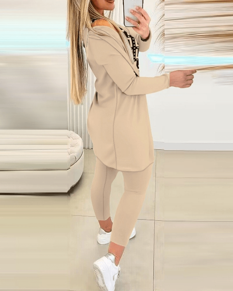 Women's Three-Piece Knit Loungewear Set - Beige - Janes - by Peralane - photo 12