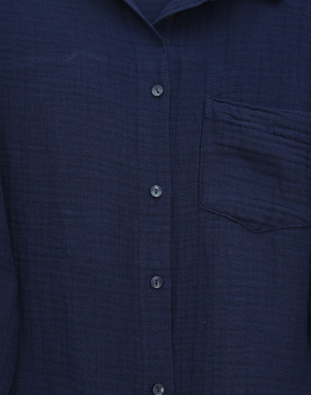 Single Pocket Buttoned Muslin Shirt - Navy Blue - Podyumplus - by Peralane - photo 5