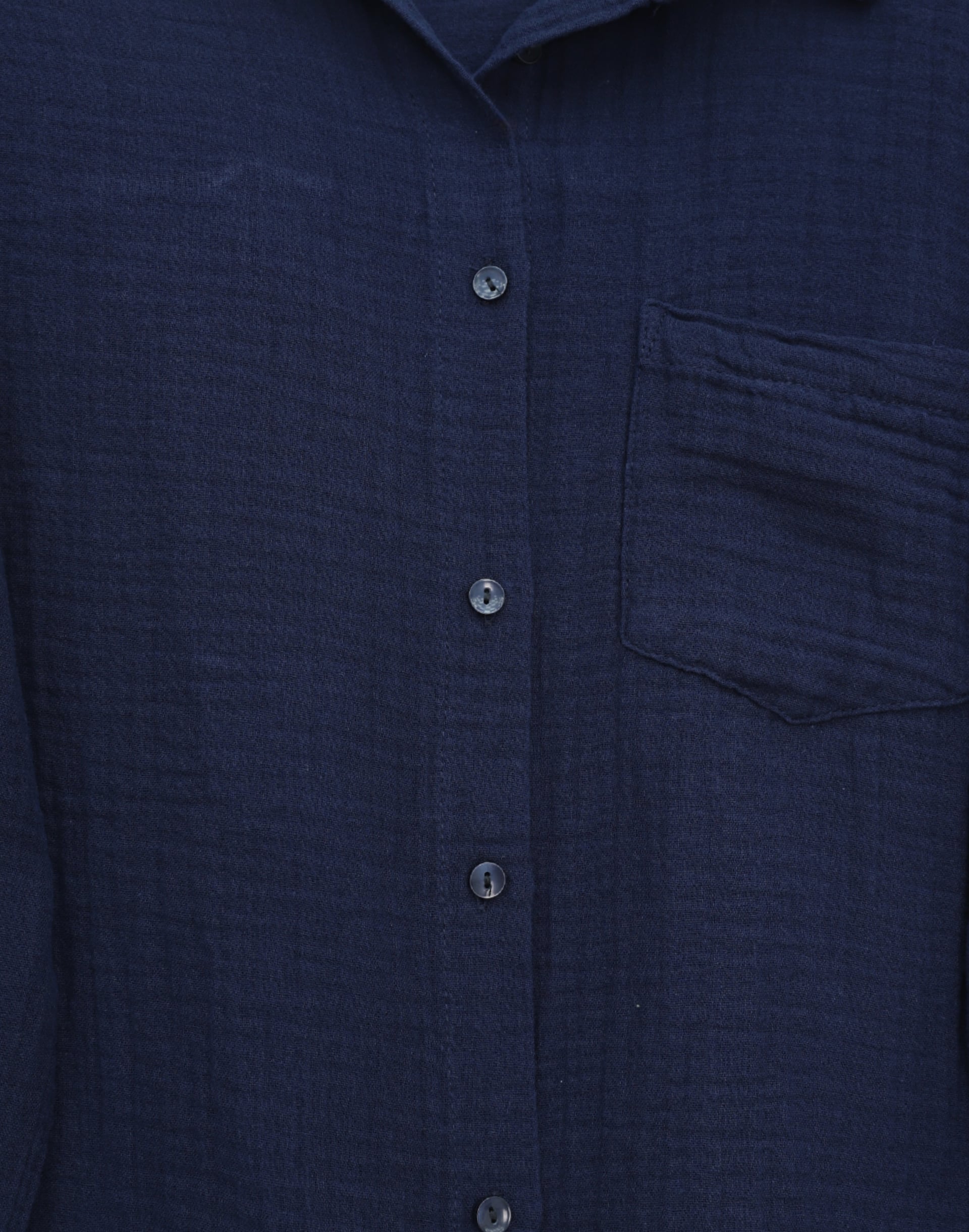 Single Pocket Buttoned Muslin Shirt - Navy Blue - Podyumplus - by Peralane - photo 5