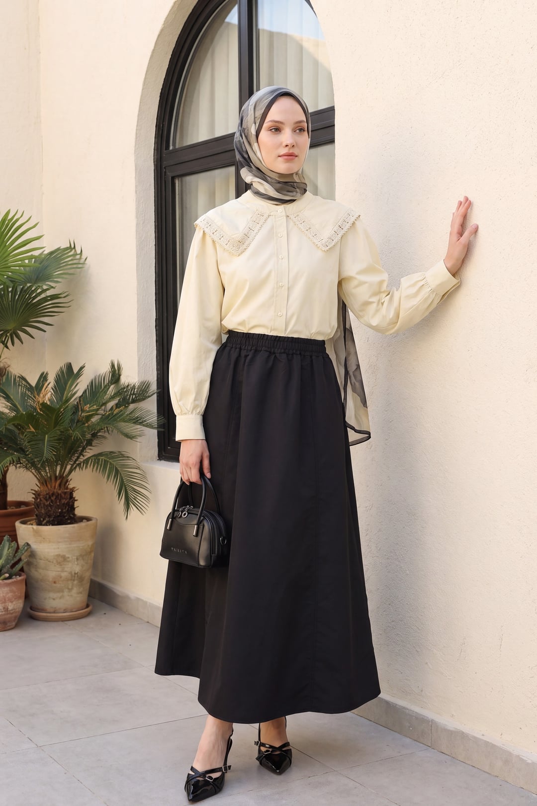 Black Elasticated Waist Parachute Skirt with Pockets - Podyumplus - by Peralane - photo 3