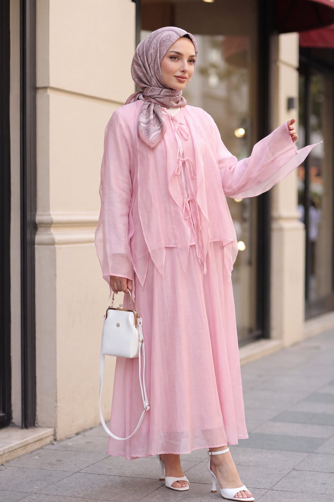 Front-Tie Ruffled Lined Asymmetric Cut Cupra Set - Powder - Podyumplus - by Peralane - photo 3