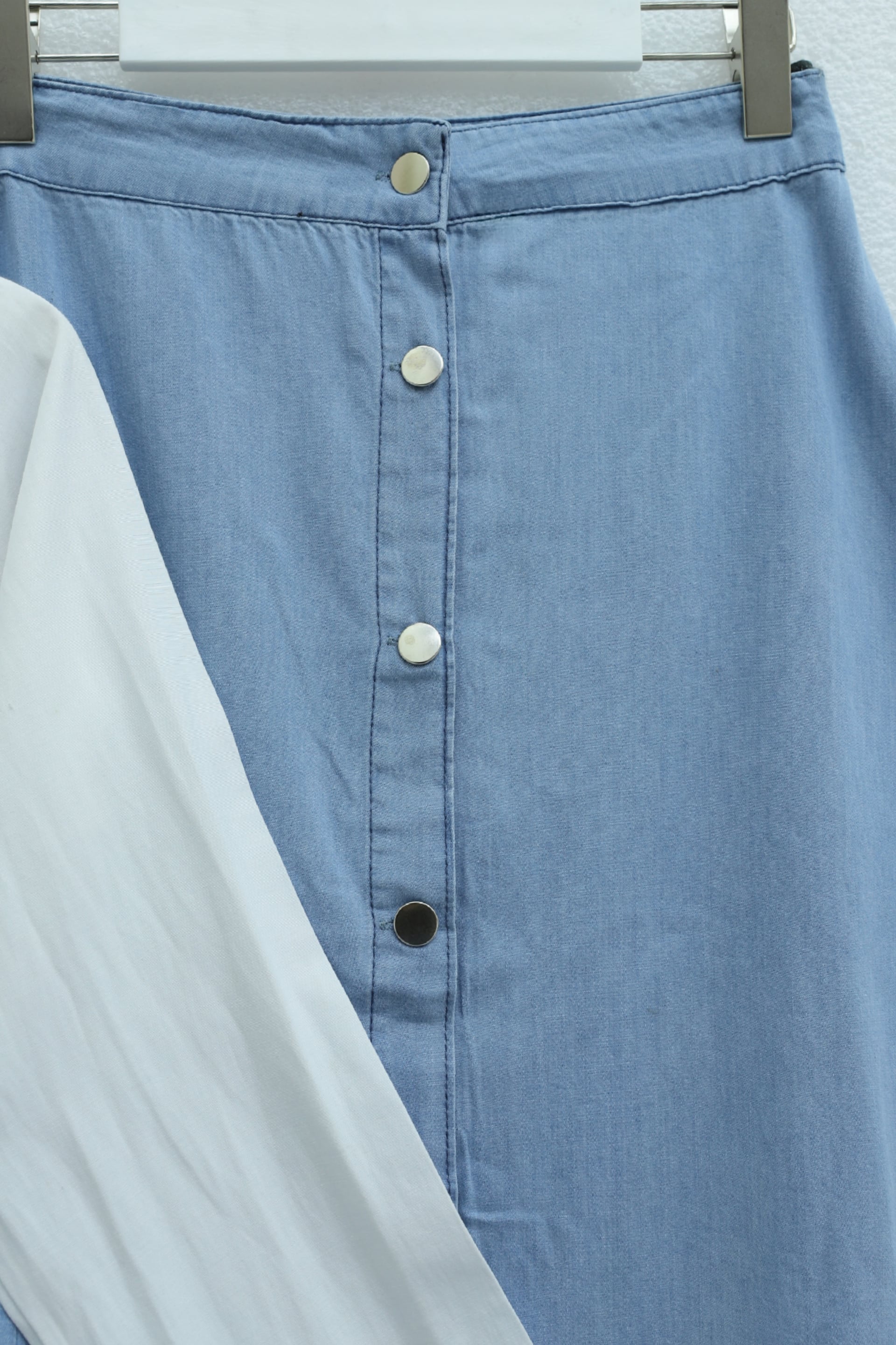 Buttoned Denim Vest and Skirt Co-ord Set - Light Blue - Podyumplus - by Peralane - photo 6