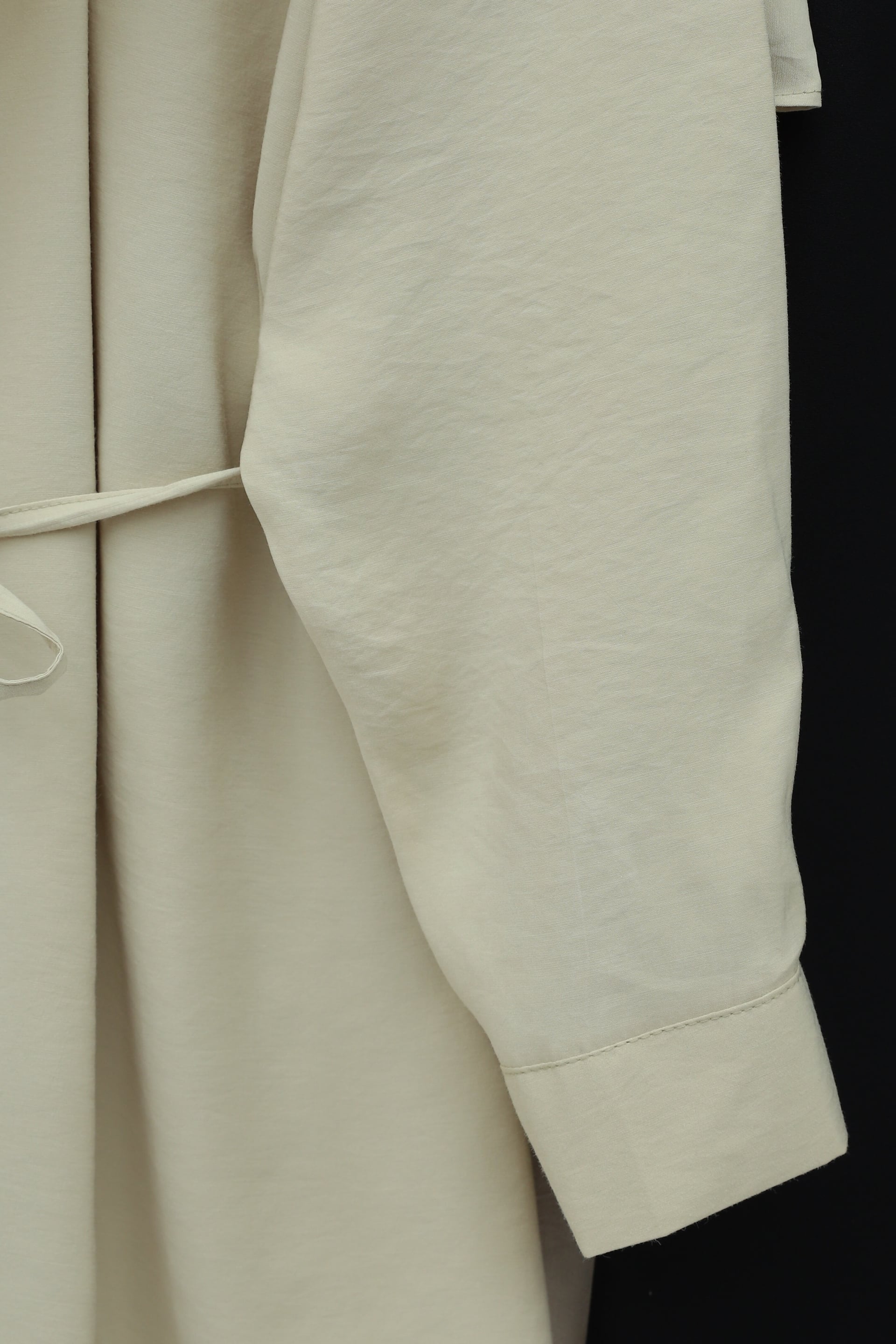 Beige Double-Layer Shoulder Detail Lace-Up Button Modal Blouse - Podyumplus - by Peralane - photo 4