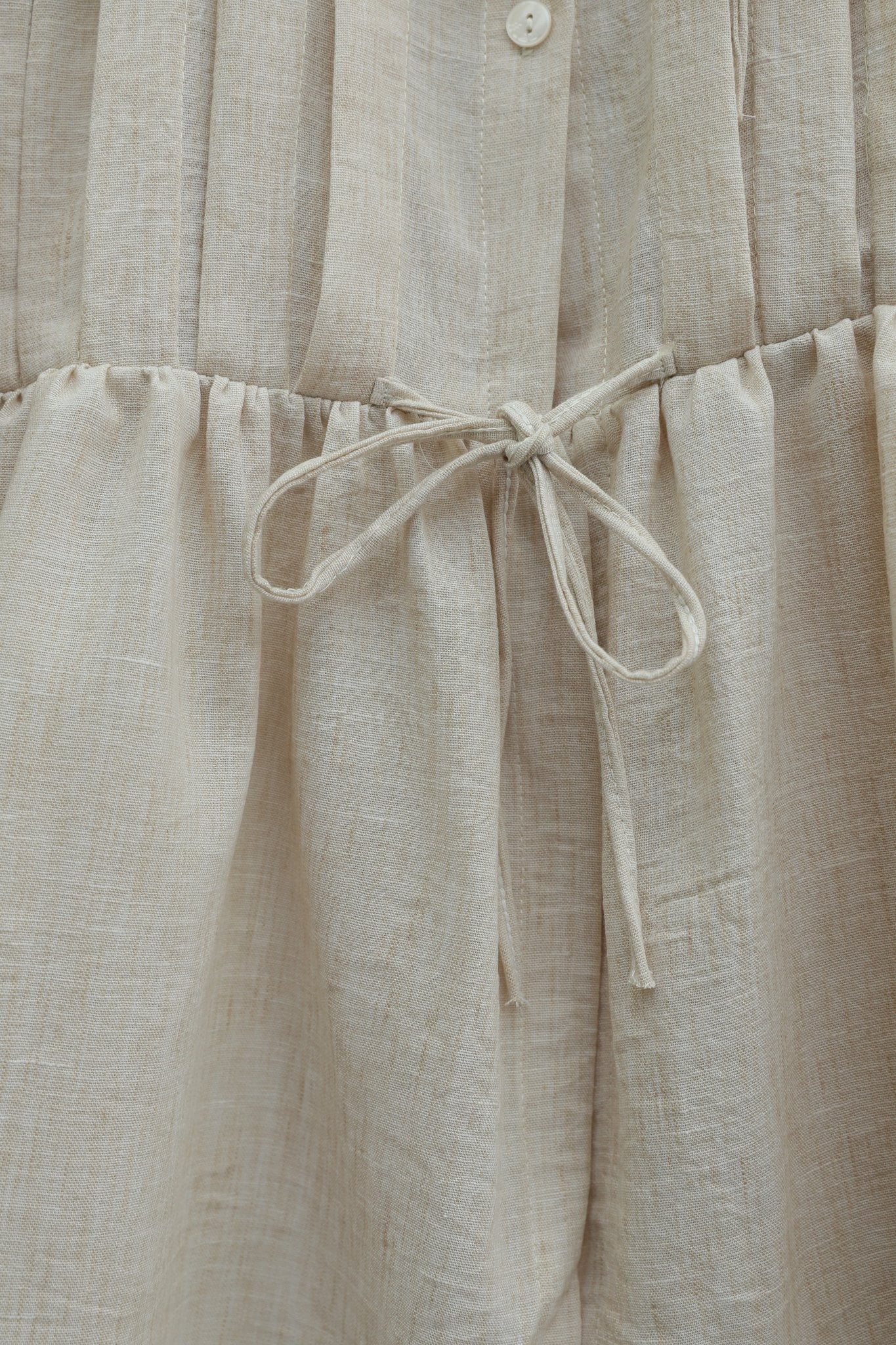 Half Button Long Sleeve Tie Front Linen Look Skirt Set - Beige - Podyumplus - by Peralane - photo 7