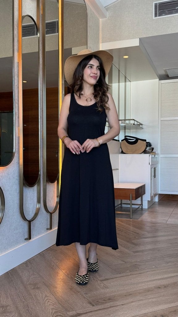Women's Sleeveless Round Neck Viscose Midi Dress - Janes - by Peralane - photo 5