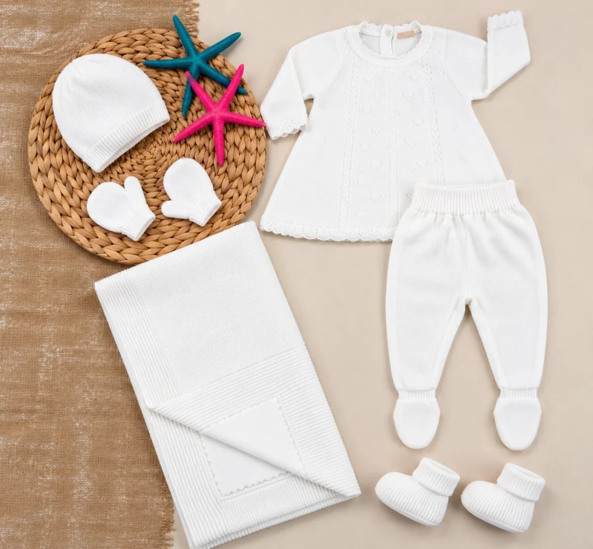 Newborn Knitwear 10-Piece Set in White - Has Bereket - by Peralane