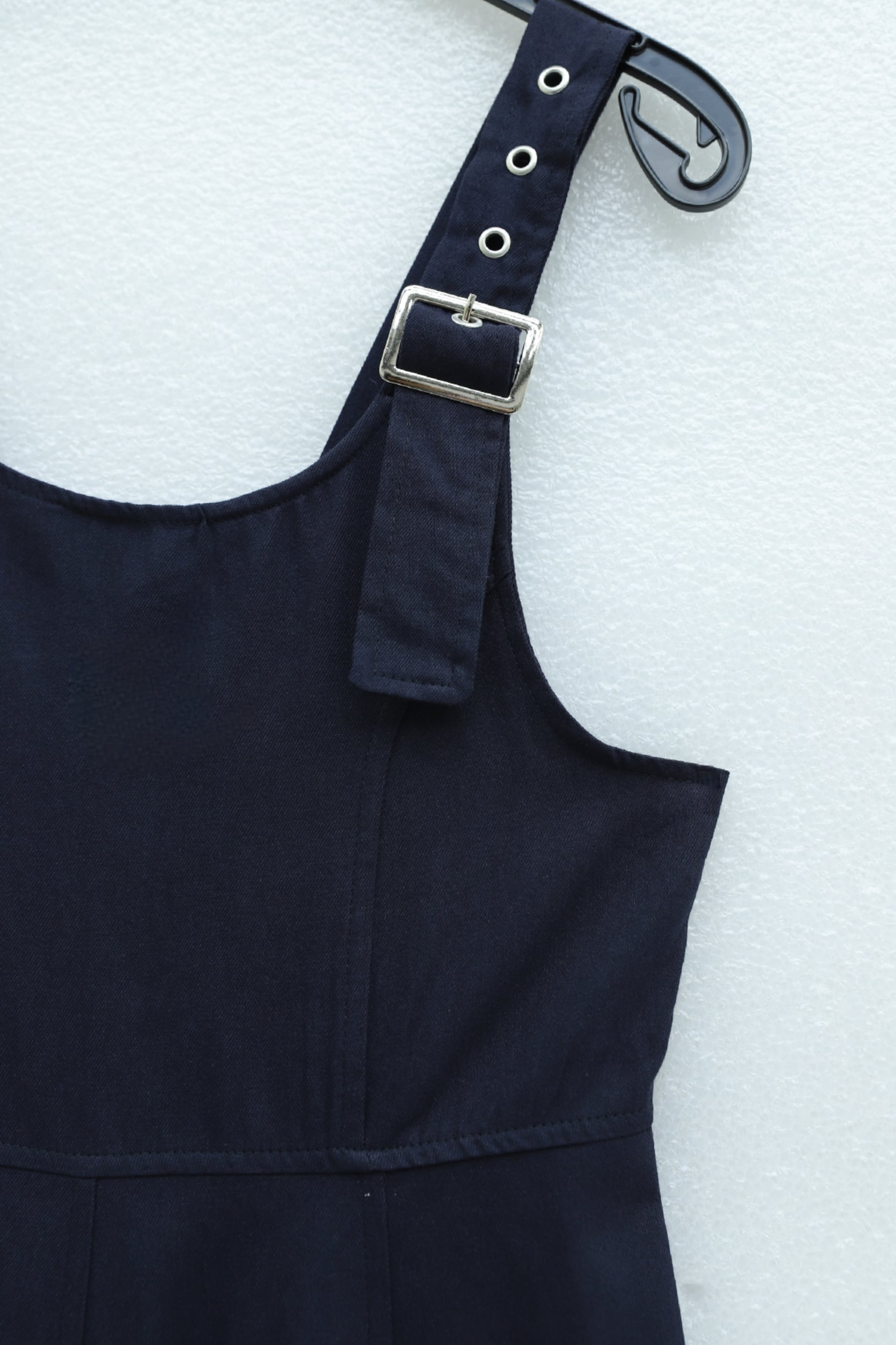Navy Blue Half-Zip Strap Gabardine Pinafore Dress - Podyumplus - by Peralane - photo 5
