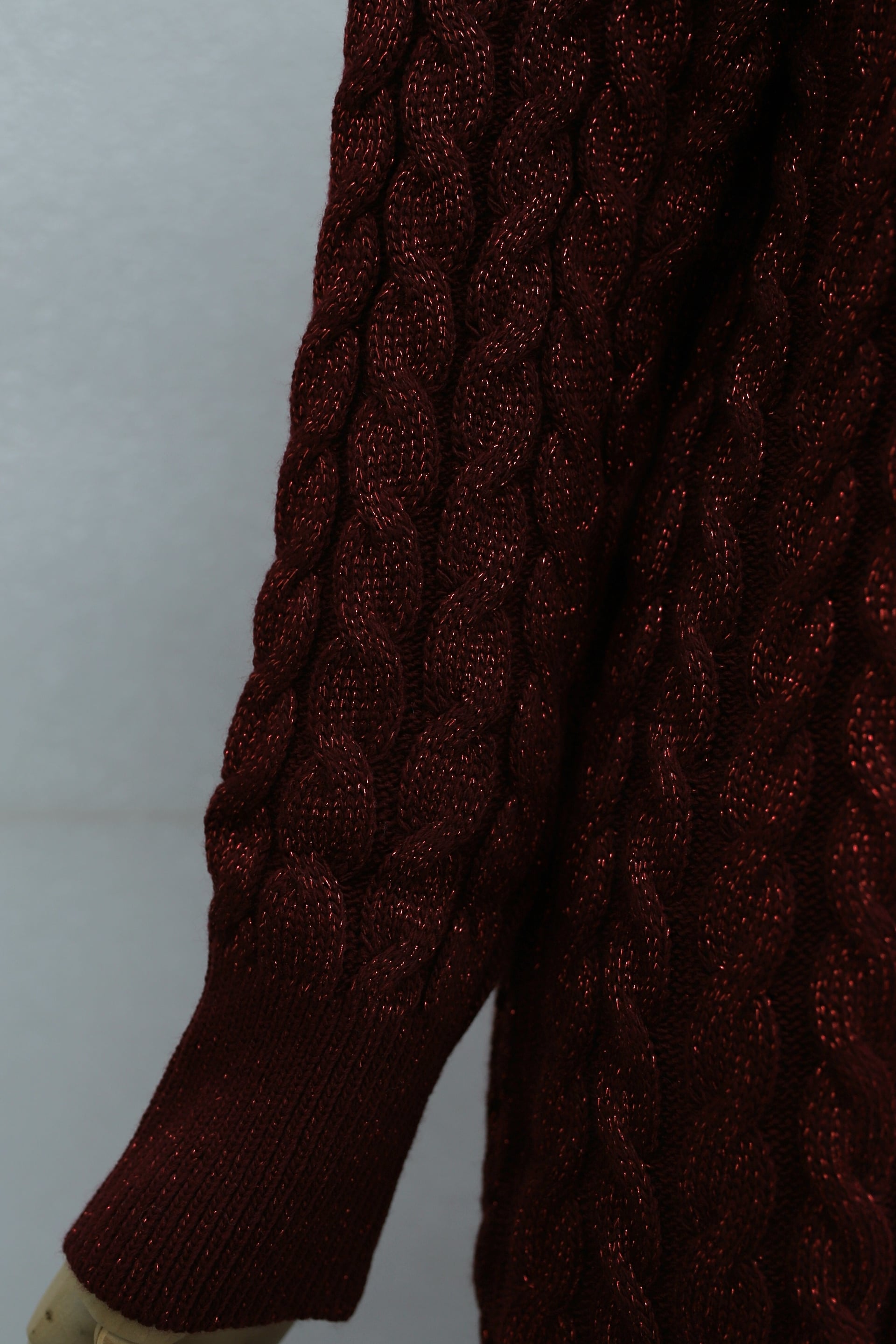 Cable Knit Metallic Dress in Burgundy - Podyumplus - by Peralane - photo 6