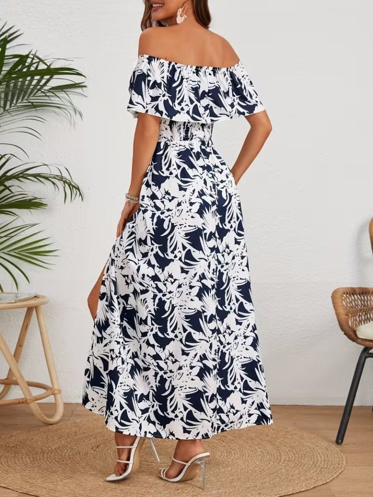Women's Off-Shoulder Floral Print High-Slit Maxi Dress - Janes - by Peralane - photo 2
