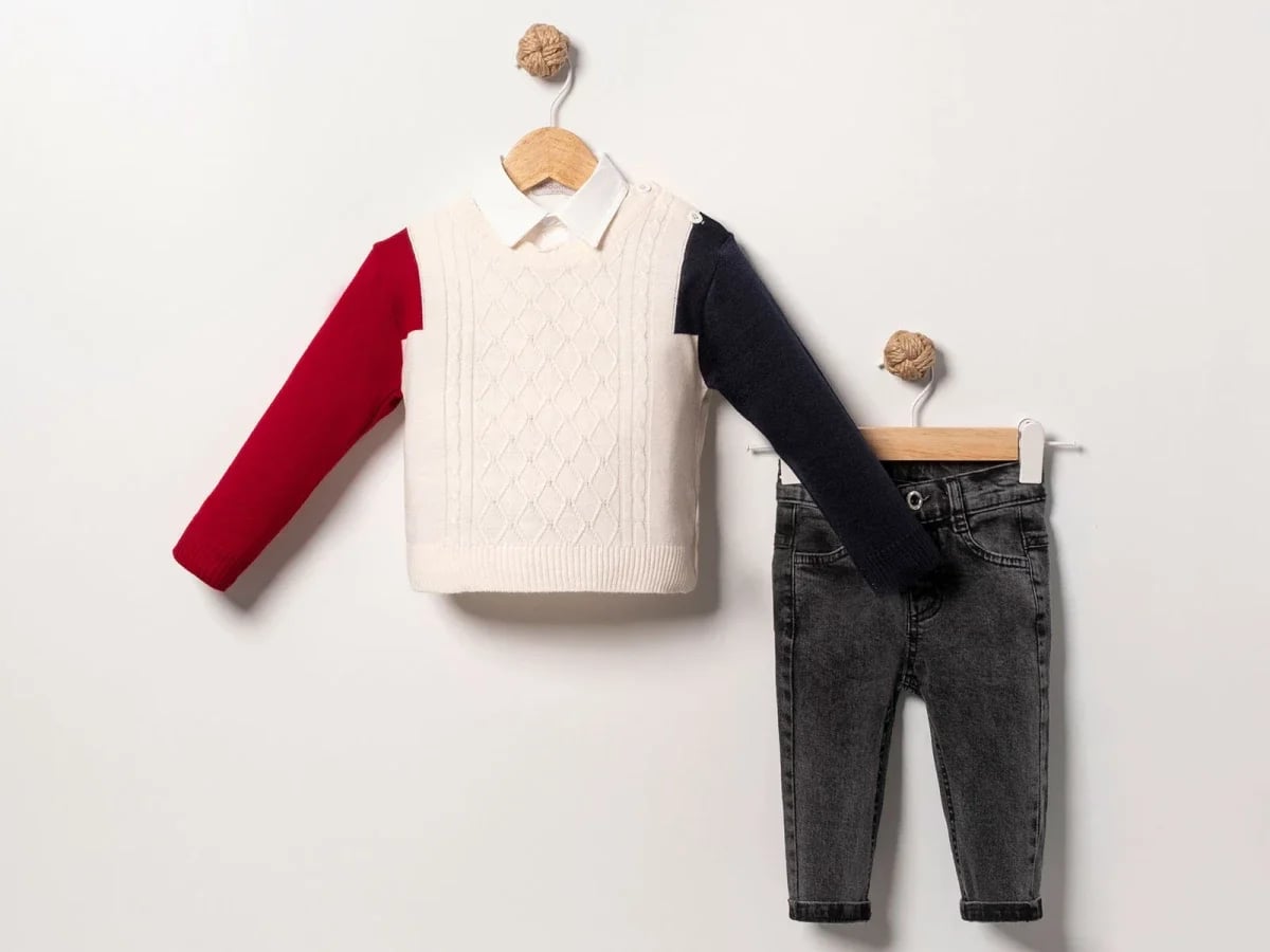 Knit 3-Piece Baby Boy Set with Shirt and Trousers - Eymus - by Peralane